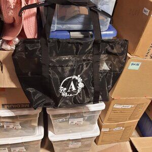 NEW ! Beach Bags for Women Black Letter A 16x22